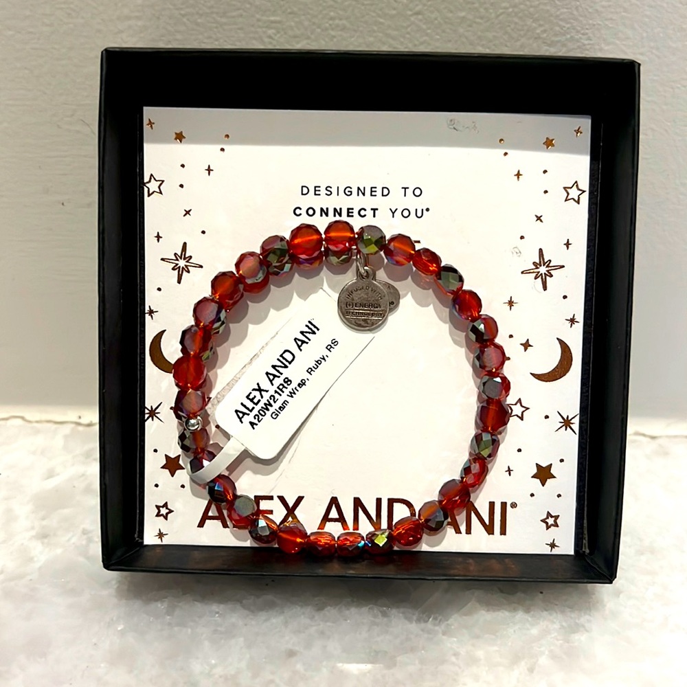 Alex and Ani wrap bracelet, ruby glam wrap